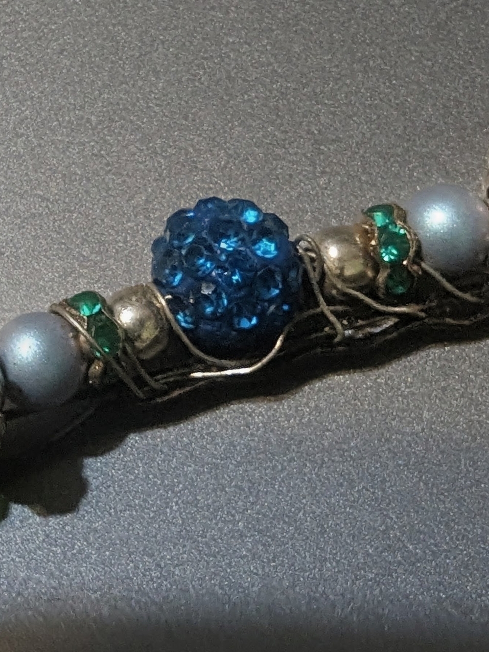 Blue Crystal Pavé Beaded Jewelry Hair Pin